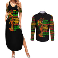 Three Sides Of Me Couples Matching Summer Maxi Dress and Long Sleeve Button Shirts African Women Black Queen - Wonder Print Shop
