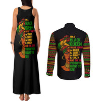 Three Sides Of Me Couples Matching Tank Maxi Dress and Long Sleeve Button Shirts African Women Black Queen - Wonder Print Shop