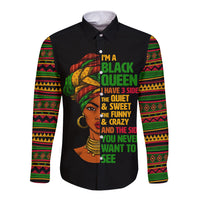 Three Sides Of Me Long Sleeve Button Shirt African Women Black Queen - Wonder Print Shop