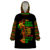 Three Sides Of Me Wearable Blanket Hoodie African Women Black Queen - Wonder Print Shop