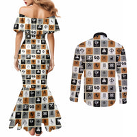 adinkra-symbols-fashion-couples-matching-mermaid-dress-and-long-sleeve-button-shirts