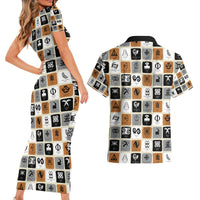 Adinkra Symbols Fashion Couples Matching Short Sleeve Bodycon Dress and Hawaiian Shirt - Wonder Print Shop