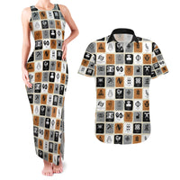 Adinkra Symbols Fashion Couples Matching Tank Maxi Dress and Hawaiian Shirt - Wonder Print Shop