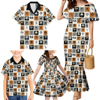 Adinkra Symbols Fashion Family Matching Mermaid Dress and Hawaiian Shirt - Wonder Print Shop