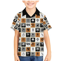 Adinkra Symbols Fashion Family Matching Mermaid Dress and Hawaiian Shirt - Wonder Print Shop