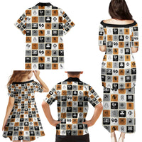 Adinkra Symbols Fashion Family Matching Puletasi Dress and Hawaiian Shirt - Wonder Print Shop