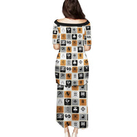 Adinkra Symbols Fashion Family Matching Puletasi Dress and Hawaiian Shirt - Wonder Print Shop