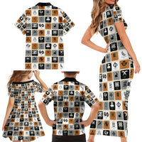 Adinkra Symbols Fashion Family Matching Short Sleeve Bodycon Dress and Hawaiian Shirt - Wonder Print Shop