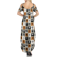 Adinkra Symbols Fashion Family Matching Summer Maxi Dress and Hawaiian Shirt - Wonder Print Shop
