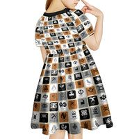 Adinkra Symbols Fashion Kid Short Sleeve Dress - Wonder Print Shop