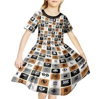 Adinkra Symbols Fashion Kid Short Sleeve Dress - Wonder Print Shop