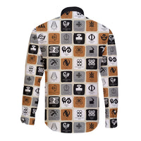 Adinkra Symbols Fashion Long Sleeve Button Shirt - Wonder Print Shop