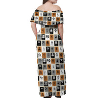 Adinkra Symbols Fashion Off Shoulder Maxi Dress - Wonder Print Shop