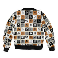 Adinkra Symbols Fashion Sleeve Zip Bomber Jacket - Wonder Print Shop