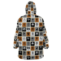 Adinkra Symbols Fashion Wearable Blanket Hoodie - Wonder Print Shop