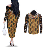 printed-mud-cloth-and-adinkra-symbol-couples-matching-off-the-shoulder-long-sleeve-dress-and-long-sleeve-button-shirts