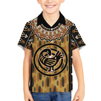 Printed Mud Cloth and Adinkra Symbol Family Matching Long Sleeve Bodycon Dress and Hawaiian Shirt - Wonder Print Shop