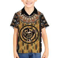 Printed Mud Cloth and Adinkra Symbol Family Matching Short Sleeve Bodycon Dress and Hawaiian Shirt - Wonder Print Shop