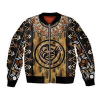 Printed Mud Cloth and Adinkra Symbol Sleeve Zip Bomber Jacket - Wonder Print Shop
