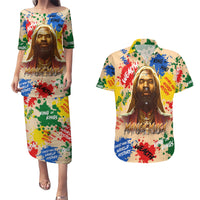 King Of Kings Mansa Musa Couples Matching Puletasi Dress and Hawaiian Shirt - Wonder Print Shop
