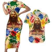 King Of Kings Mansa Musa Couples Matching Short Sleeve Bodycon Dress and Hawaiian Shirt - Wonder Print Shop