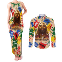 King Of Kings Mansa Musa Couples Matching Tank Maxi Dress and Long Sleeve Button Shirts - Wonder Print Shop