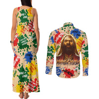 King Of Kings Mansa Musa Couples Matching Tank Maxi Dress and Long Sleeve Button Shirts - Wonder Print Shop