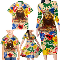 King Of Kings Mansa Musa Family Matching Long Sleeve Bodycon Dress and Hawaiian Shirt - Wonder Print Shop