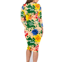 King Of Kings Mansa Musa Family Matching Long Sleeve Bodycon Dress and Hawaiian Shirt - Wonder Print Shop