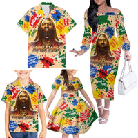 King Of Kings Mansa Musa Family Matching Off Shoulder Long Sleeve Dress and Hawaiian Shirt - Wonder Print Shop