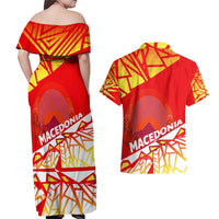 Forever Macedonia Couples Matching Off Shoulder Maxi Dress and Hawaiian Shirt Macedonian Flag 1992 - Wonder Print Shop
