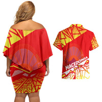 Forever Macedonia Couples Matching Off Shoulder Short Dress and Hawaiian Shirt Macedonian Flag 1992 - Wonder Print Shop