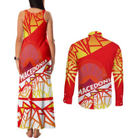 Forever Macedonia Couples Matching Tank Maxi Dress and Long Sleeve Button Shirt Macedonian Flag 1992 - Wonder Print Shop