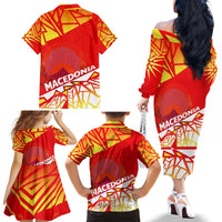 Forever Macedonia Family Matching Off The Shoulder Long Sleeve Dress and Hawaiian Shirt Macedonian Flag 1992 - Wonder Print Shop