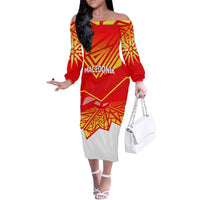 Forever Macedonia Family Matching Off The Shoulder Long Sleeve Dress and Hawaiian Shirt Macedonian Flag 1992 - Wonder Print Shop