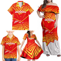 Forever Macedonia Family Matching Off Shoulder Maxi Dress and Hawaiian Shirt Macedonian Flag 1992 - Wonder Print Shop