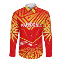 Forever Macedonia Long Sleeve Button Shirt Macedonian Flag 1992 - Wonder Print Shop