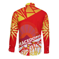 Forever Macedonia Long Sleeve Button Shirt Macedonian Flag 1992 - Wonder Print Shop
