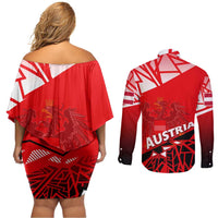 Forever Austria Couples Matching Off Shoulder Short Dress and Long Sleeve Button Shirt Osterreich Eagle - Wonder Print Shop