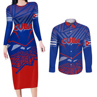 Forever Cuba Couples Matching Long Sleeve Bodycon Dress and Long Sleeve Button Shirt Patria o Muerte, Venceremos - Wonder Print Shop