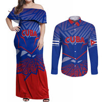 Forever Cuba Couples Matching Off Shoulder Maxi Dress and Long Sleeve Button Shirt Patria o Muerte, Venceremos - Wonder Print Shop