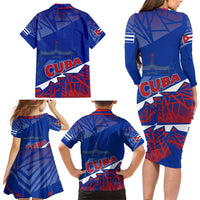 Forever Cuba Family Matching Long Sleeve Bodycon Dress and Hawaiian Shirt Patria o Muerte, Venceremos - Wonder Print Shop