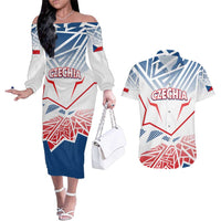 Forever Czech Republic Couples Matching Off The Shoulder Long Sleeve Dress and Hawaiian Shirt Czechia Pravda Vitezi - Wonder Print Shop