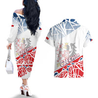 Forever Czech Republic Couples Matching Off The Shoulder Long Sleeve Dress and Hawaiian Shirt Czechia Pravda Vitezi - Wonder Print Shop