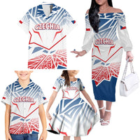 Forever Czech Republic Family Matching Off The Shoulder Long Sleeve Dress and Hawaiian Shirt Czechia Pravda Vitezi - Wonder Print Shop