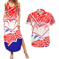 Forever Croatia Couples Matching Summer Maxi Dress and Hawaiian Shirt Hrvatska Trobojnica Checkerboard - Wonder Print Shop