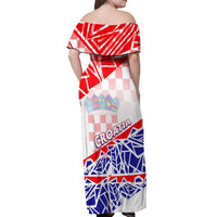 Forever Croatia Off Shoulder Maxi Dress Hrvatska Trobojnica Checkerboard - Wonder Print Shop