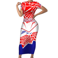 Forever Croatia Short Sleeve Bodycon Dress Hrvatska Trobojnica Checkerboard - Wonder Print Shop