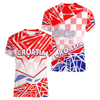 Forever Croatia Women V-Neck T-Shirt Hrvatska Trobojnica Checkerboard - Wonder Print Shop