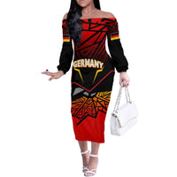 Forever Germany Family Matching Off The Shoulder Long Sleeve Dress and Hawaiian Shirt Deutschland Eagle - Wonder Print Shop
